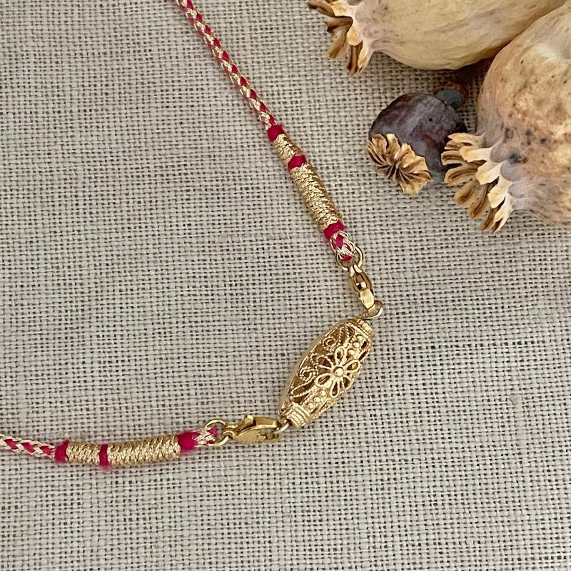 Personalized Necklace, Fashionable Retro Compass Pendant, Nylon Woven Rope Necklace, Electroplated Gold Color Retention
