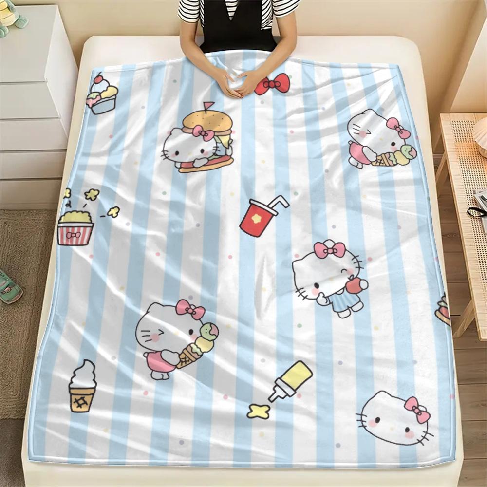 Фланелевое одеяло с принтом Hello Kitty, Высокое качество, Удобное для всех сезонов, Декор для дома, Тепло и уют