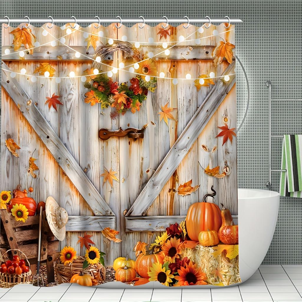 4 шт. роскошные блочные наборы занавесок для душа с тыквой, водонепроницаемые для ванной комнаты, нескользящие коврики для ванной комнаты, крышка для унитаза, коврик для ванной, набор для ванной комнаты