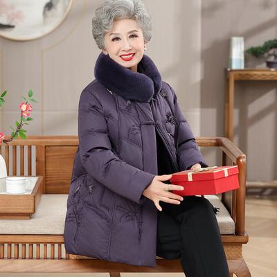 Зимняя одежда для матерей среднего возраста Модная вышитая пуховая куртка Нового стиля Зимняя одежда для женщин среднего и пожилого возраста Утепленная куртка