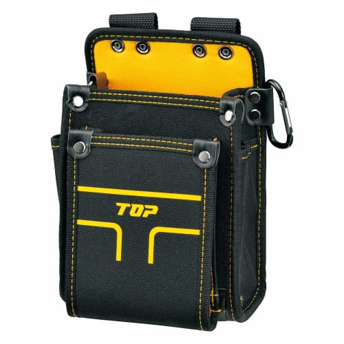 Top Electrician's Waist Pouch, 2-Tier, Small, with Diagonal Insertion, Tape Holder, and Carabiner, TPD-201S