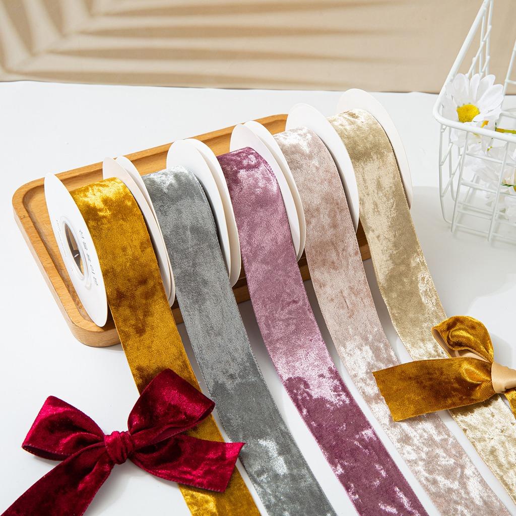 Reflective Pressed Edge Ribbon Decorative Holiday Party Ribbon Satin Lined Ribbon Soft For New Year Decoration Christmas Wedding