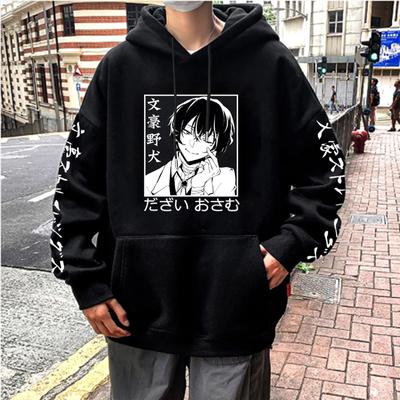 Bungo Stray Dogs Аниме Толстовка с капюшоном Dazai Osamu с графическим принтом Мужская и женская толстовка с капюшоном Повседневная свободная толстовка Harajuku Crewneck Уличная одежда