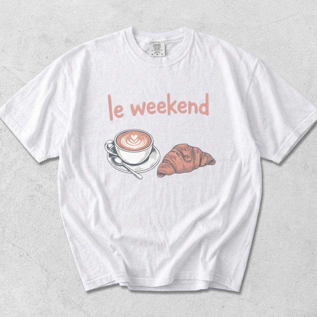 Le Weekend Shirt, Coffee and Croissant Tee, Comfort Colors Unisex T shirt, French Aesthetic Graphic Tee, Brunch Lover, Francophile Gift