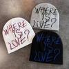 1Pcs New Street Letter Contrast Color Wool Knitted Hats Autumn Winter Warm Y2K Hip Hop Cap Mountaineering Hat