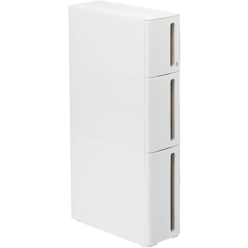 Sanka Stranty Caster-Mounted Gap Storage Unit with 17cm Drawers, 3 Drawers, White, Ready to Use, Same Height as a Standard Kitchen (85cm), Stackable L