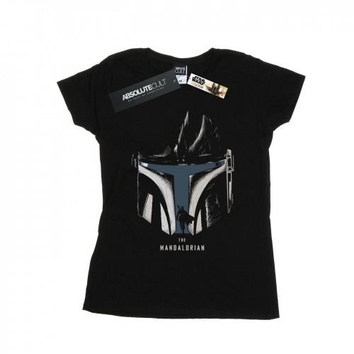 Star Wars Womens/Ladies The Mandalorian Helmet Silhouette Cotton T-Shirt