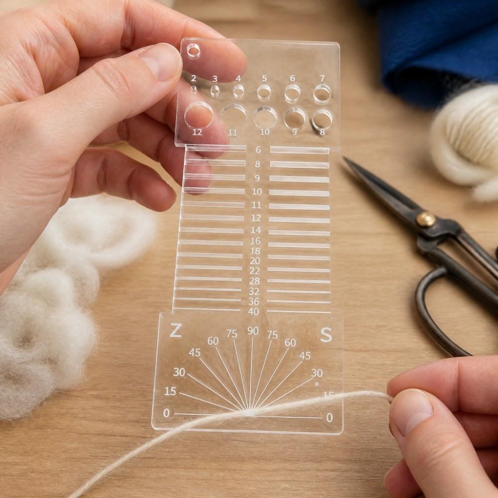 2pcs Multifunctional Design Yarn Gauge Tool Direction Indicator Spinning Control Card For Spinners