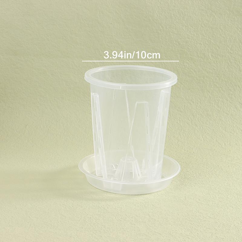 Root Control Transparent Flower Pot With Tray For Phalaenopsis Orchid Planting