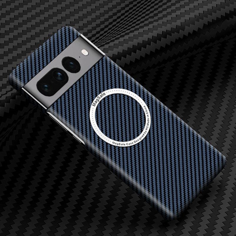 Carbon Fiber Phone Case For Google Pixel 7 8 Pro 7A Magsafe Magnetic Wireless Charging Shockproof Hard Back Cover For Pixel 8Pro