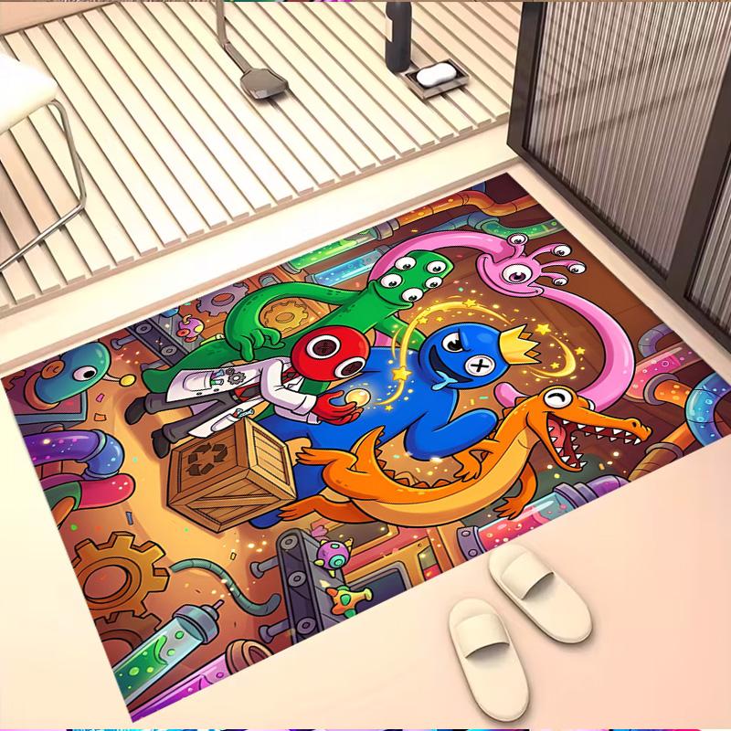 Game Rainbow Friends Print Rug, Washable Floor Carpet, For Entryway Dorm Laundry Room Office Study, Home Decor Birthday Christmas Gift