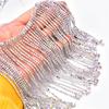 Длинная цепочка с кисточками из страз Crystal AB с плоским дном для свадебного платья, пояс, украшение на плечо, аксессуары для DIY, одежда, свадебная бахрома