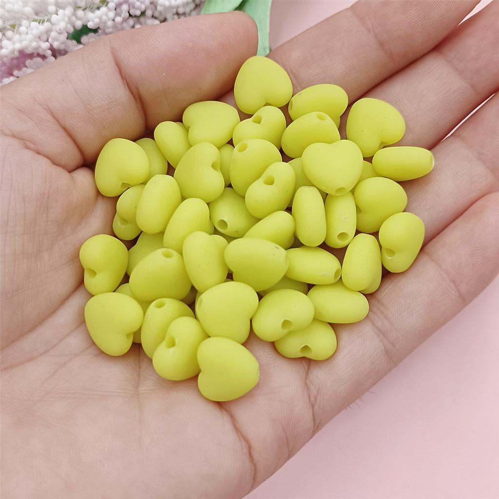 Однотонные резиновые бусины 11*10 мм, материалы для самостоятельного изготовления ювелирных изделий, аксессуары в форме сердца, 50 шт., модные бусины
