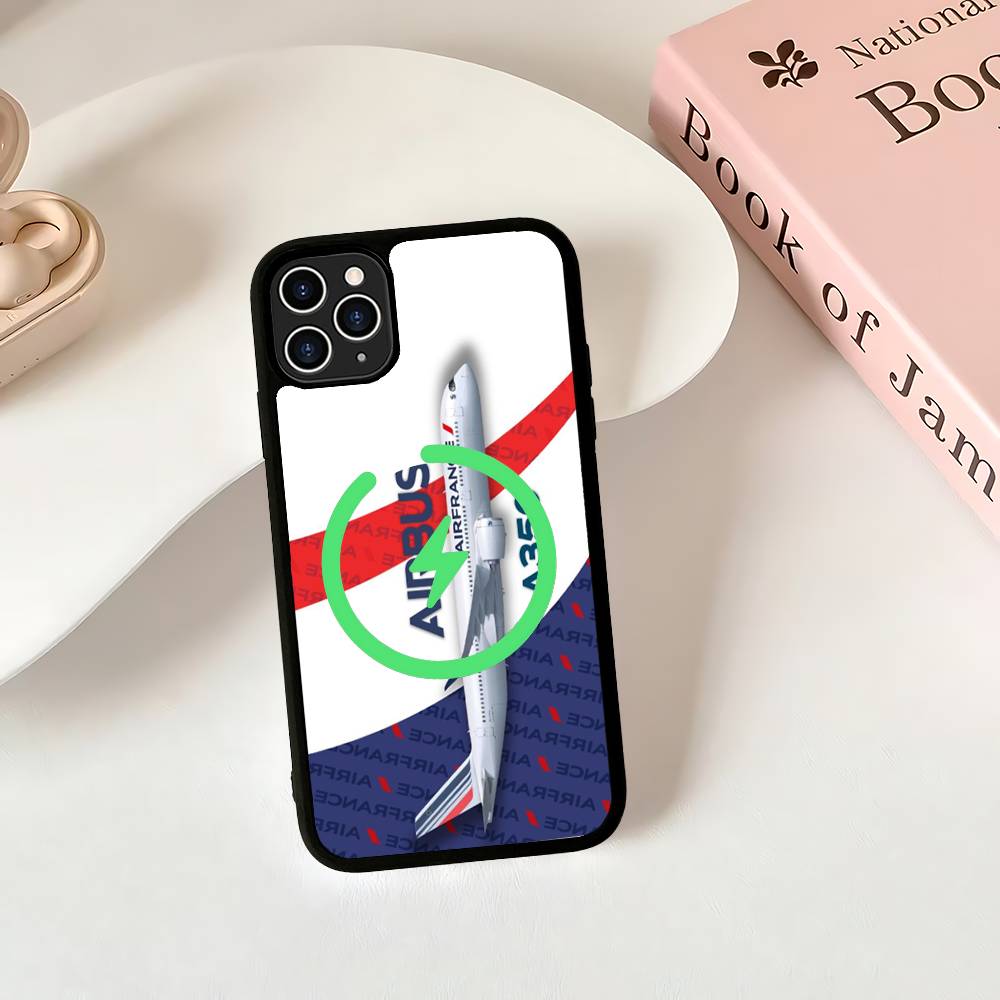 Черный чехол A-Airbus с логотипом для телефона с магнитной зарядкой Magsafe для iPhone 16 15 17 Pro Max 11 12 13 14 Plus