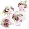 4 букета свадебных цветов из пыльной розы, мини-букеты для подружек невесты, готовые небольшие цветочные композиции для украшения стола на свадьбу и подружек невесты