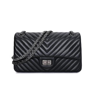 Сумка через плечо из овчины с той же V-образной сеткой и цепочкой Flow из натуральной кожи, женская сумка-мессенджер