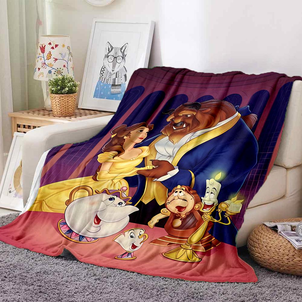1Pc Beauty Beast Blanket Soft And Comfortable Casual Warm Camping Travel Christmas Halloween Xmas Gift M924289
