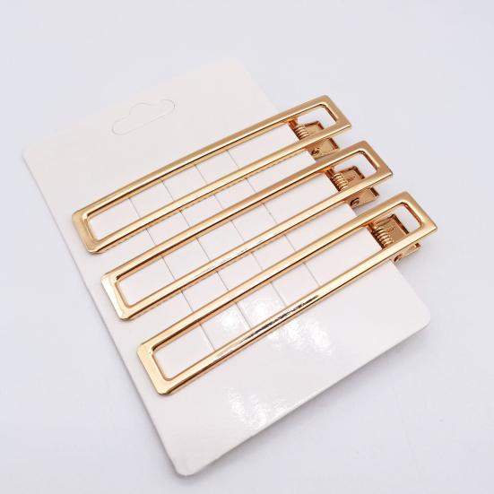 10Pcs Women Hairpins Non-fading Gloss Geometric Duck-bill Clips Anti-slip Non-falling Hollow Out Metal Openwork for Daily Wear