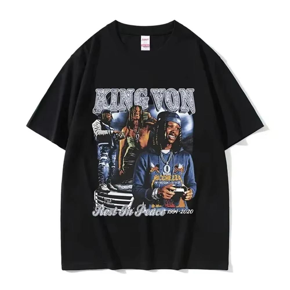 2026 Rapper KKing Von Graphic T Shirt Unisexs Hip Hop Gothic Fashion Short Sleeve Tshirts Oversized Tshirt Streetwear Tops