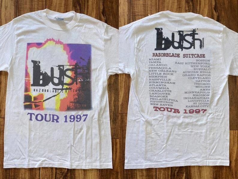Футболка Bush Razorblade Suitcase Tour 1997, Футболка группы Bush, Тур Bush Rock 1997