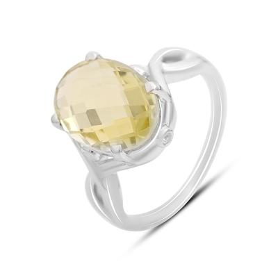 Серебряное кольцо с Натуральным зеленим кварцем 4.895ct, фианитами, вес изделия 4,72 гр (2162148)