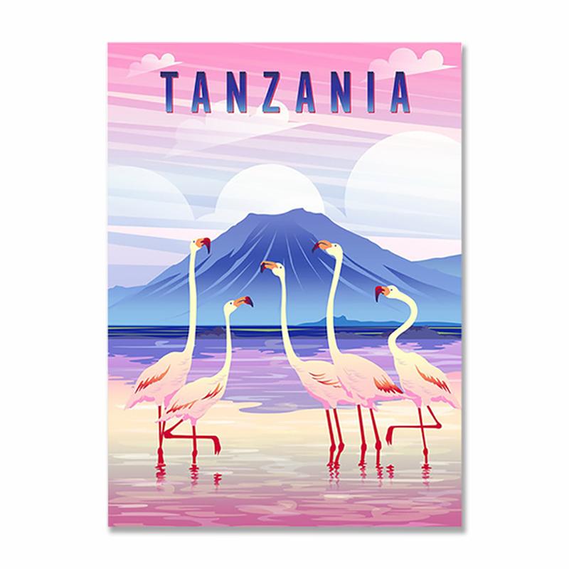 Vintage Tourist City Poster Print Türkiye Dubai Tanzania Landscape Wall Art Canvas Painting Nordic Home Decoration Picture