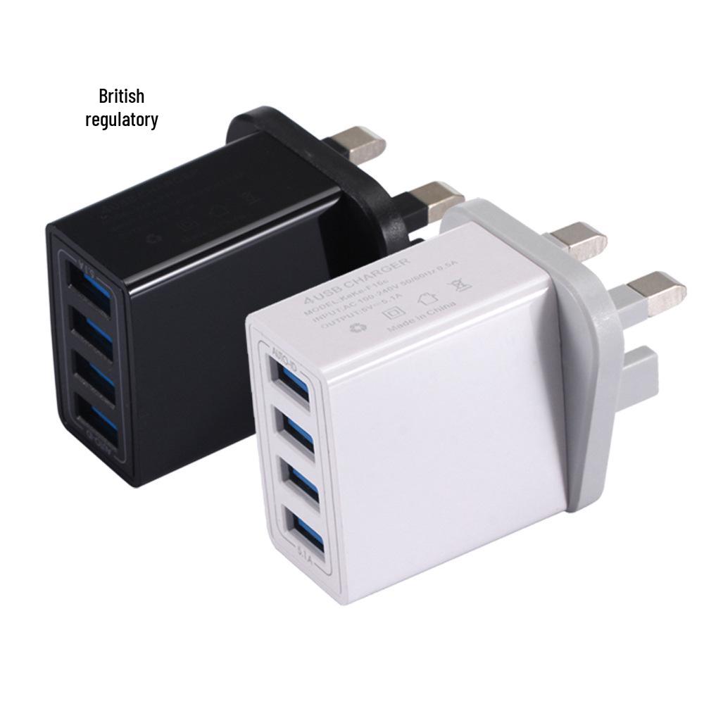 Умное многопортовое зарядное устройство: 4-портовый USB 5.1A с поддержкой EU/US/UK для мобильных устройств.