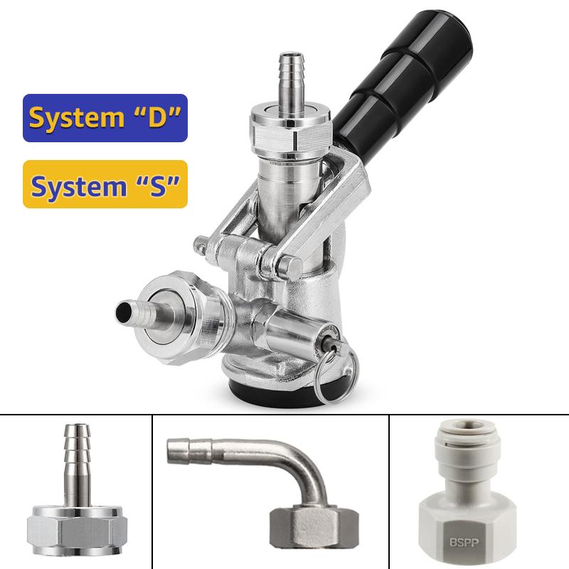 ELECQUEEN Professional Commercial Sankey Keg Couplers,"D" System/"S" System Brewing Keg Tap Coupler Beer Dispenser Bottling Head