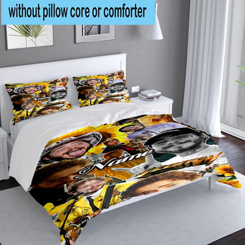 3PCS Custom Name Musician's Post Malone Bedding Set, Including 1pc Duvet Cover And 2pcs Pillowcases, Suitable for dorms and bedrooms Gift