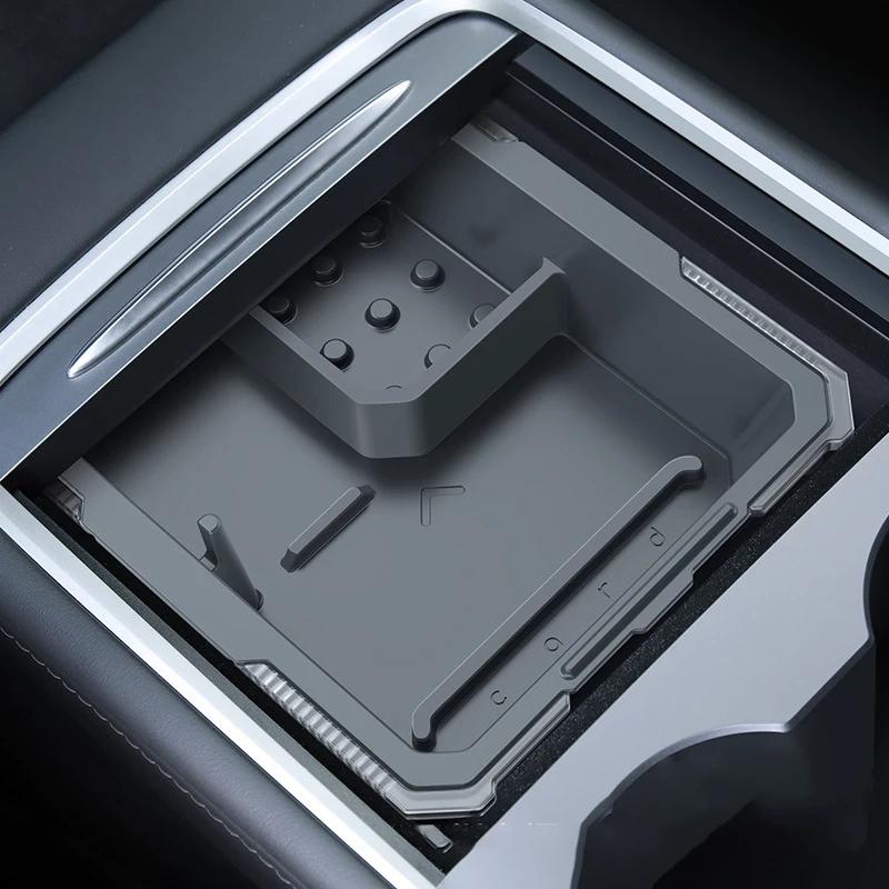Для Tesla Model 3 Model Y Модернизированный силиконовый двухслойный скрытый органайзер-лоток для центральной консоли, коробка для аксессуаров интерьера