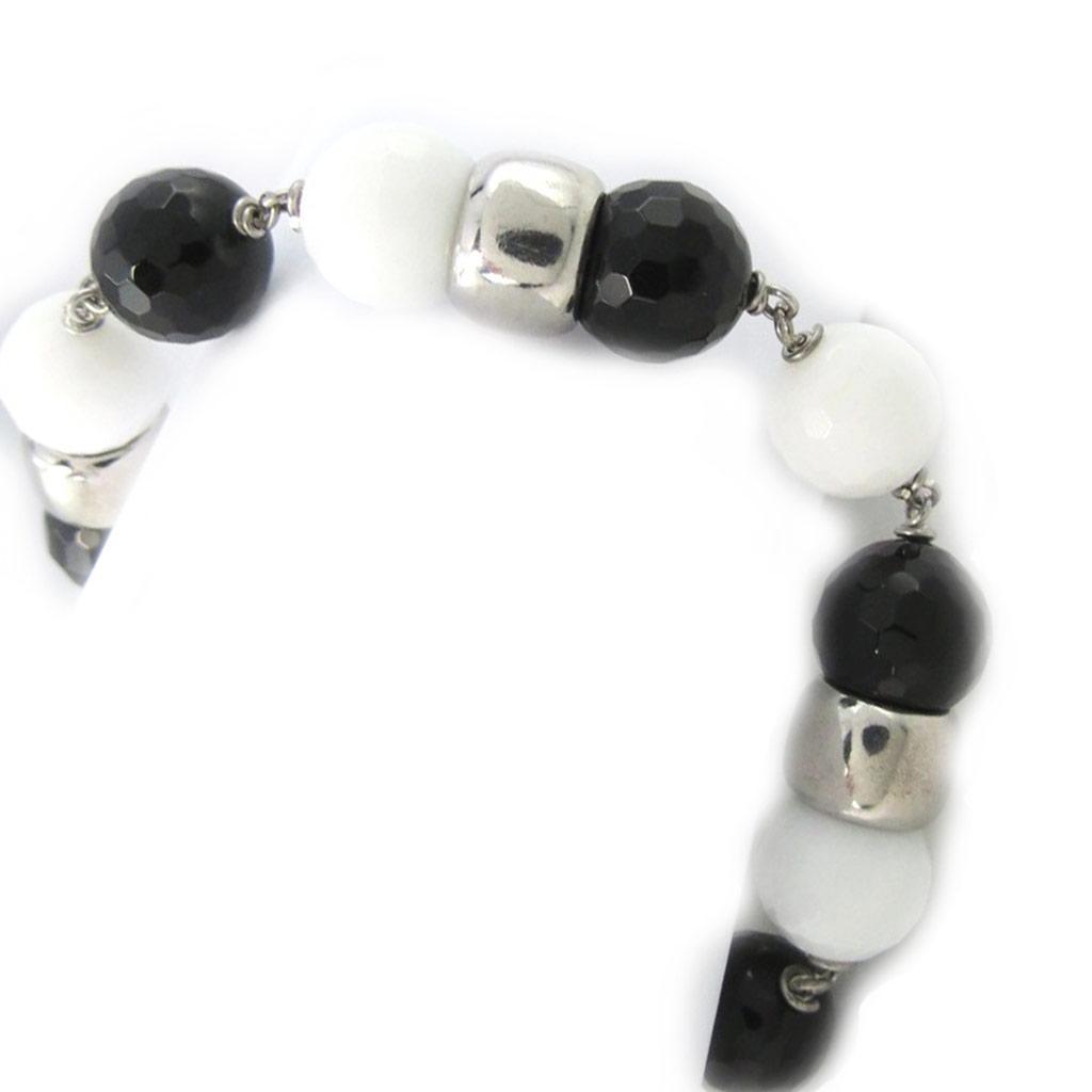Altesse [M4122] - Серебряный браслет «Минералия» черно-белый агат