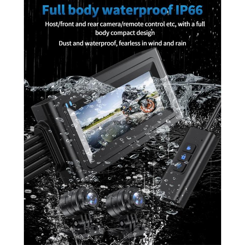 Водонепроницаемая камера для мотоцикла с сенсорным экраном WiFi Dual 1080P Full HD Motor DVR Dash Cam Black GPS Box