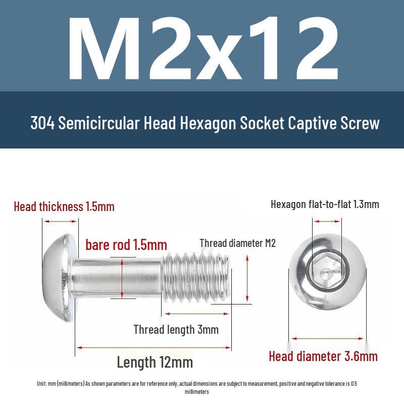 Yigu 304 Stainless Steel Anti-Loosening Hex Socket Captive Screws - M2/M3