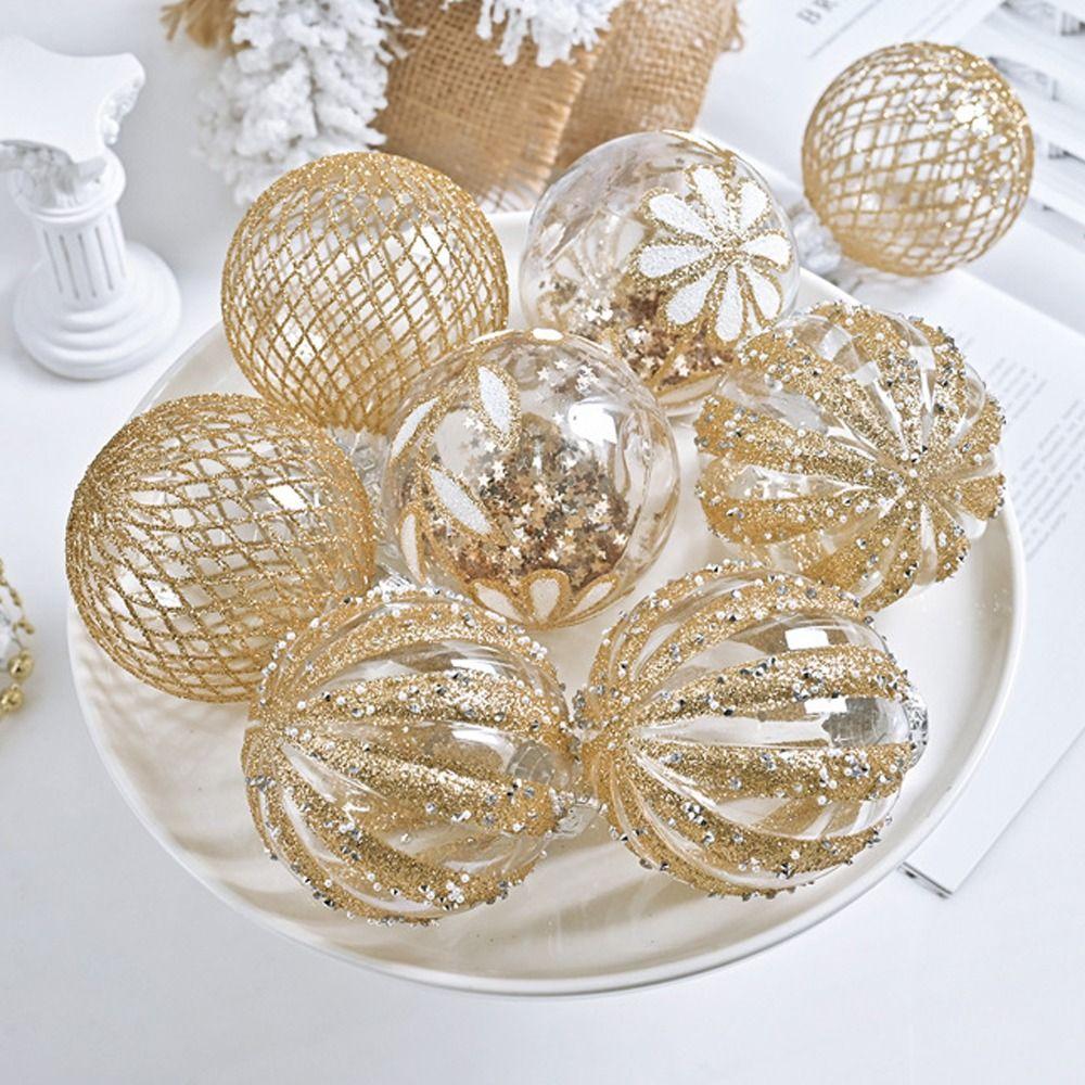 9pcs 8cm Painted Christmas Balls Pendant Christmas Tree Pendants  Home New Year Festival Gift