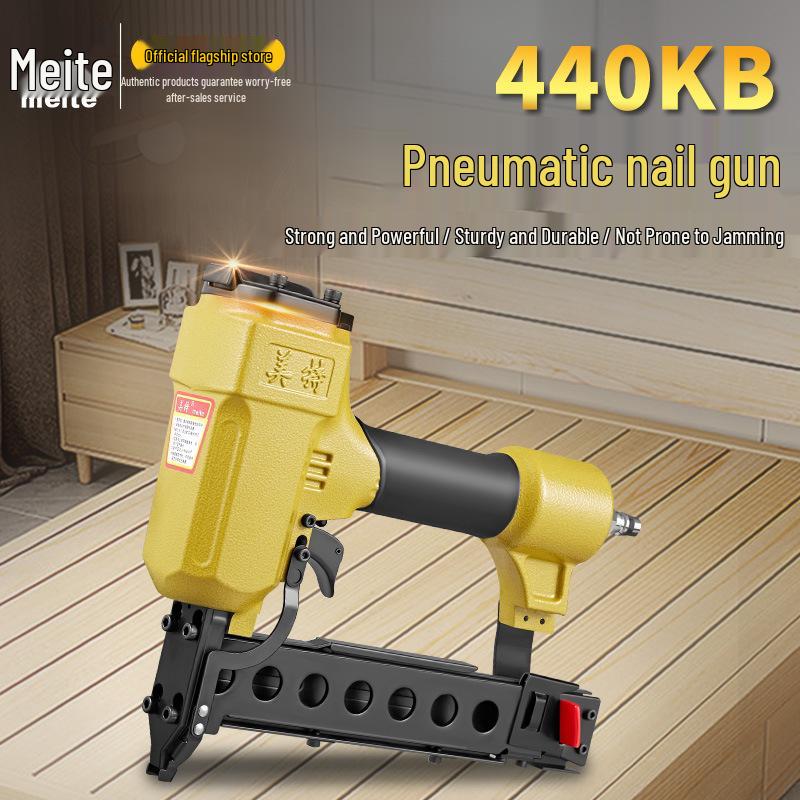 Пневматический гвоздезабиватель Meite 425K, скобозабиватель для U-гвоздей 440KB: Универсальный пневматический гвоздезабивной пистолет для листового металла и деревообработки