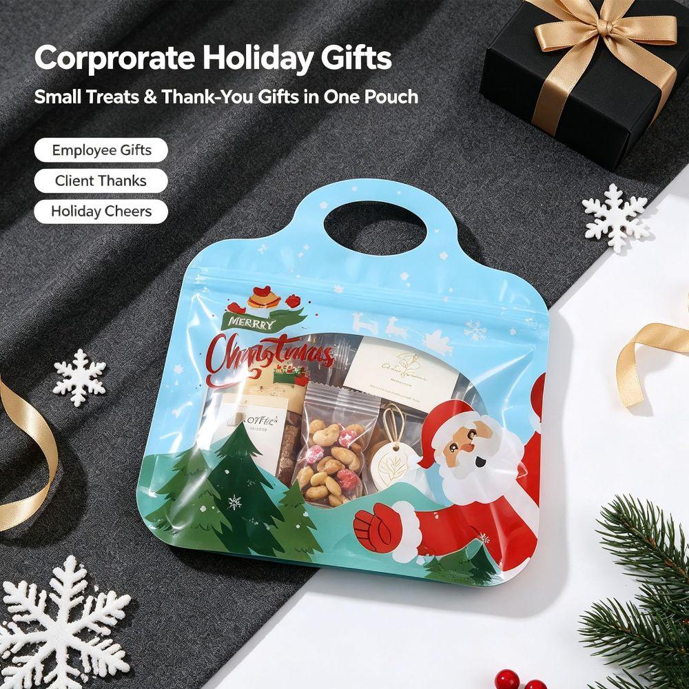 10PCS Transparent Window Christmas Snack Bags Cookie Packaging Bags  Christmas Party Supplies