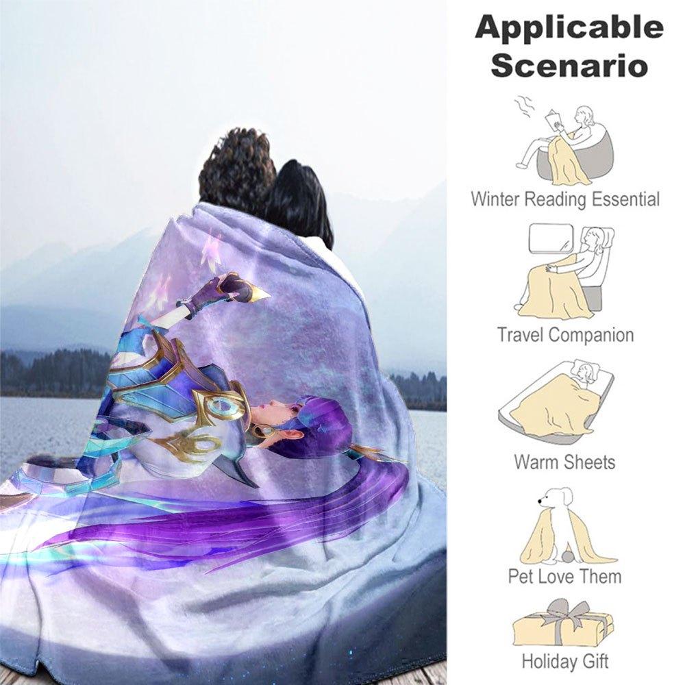 "Galactic Guardian: Purple Fantasy Armor Set"Blanket Lightweight Flannel Throw Blanket for Sofa, Bed, Travel, Camping, Livingroom, Office, C
