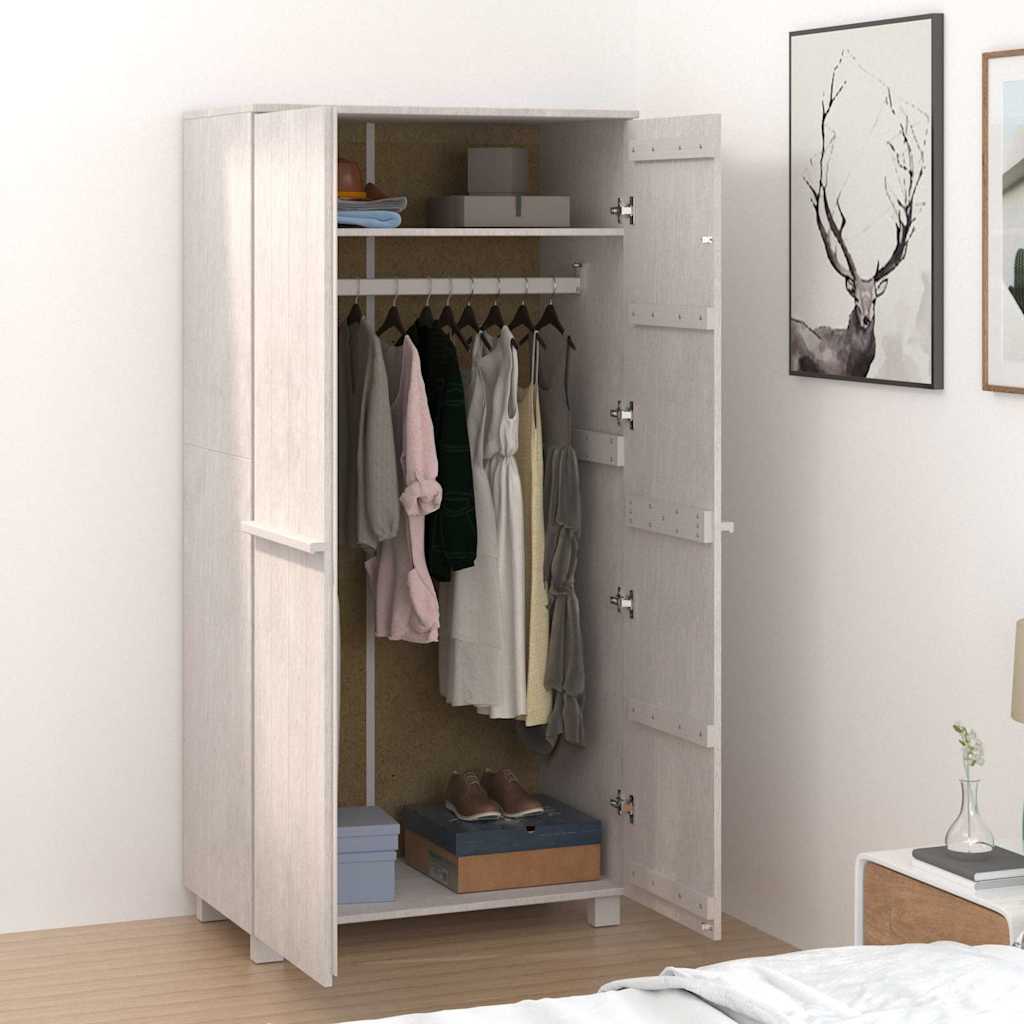 Wardrobe HAMAR White 89x50x180 cm Solid Pine Wood