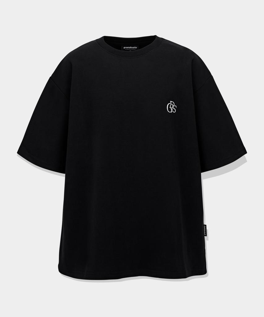 GRANDIOSITY [Gymwear] Symbol Embroidered Plain Double-Sided Oversized Short Sleeve T-Shirt (4 Colors)