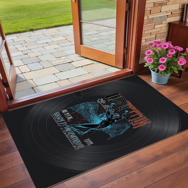 Led Zeppelin Print Crystal Velvet Plush Rug Wear?Resistant Anti?Slip Floor Mat For Indoor Household Decoration