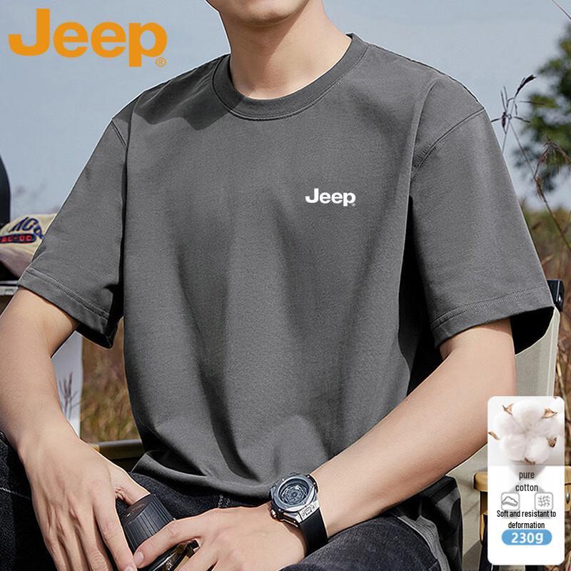 Jeep Мужская хлопковая футболка свободного кроя с коротким рукавом