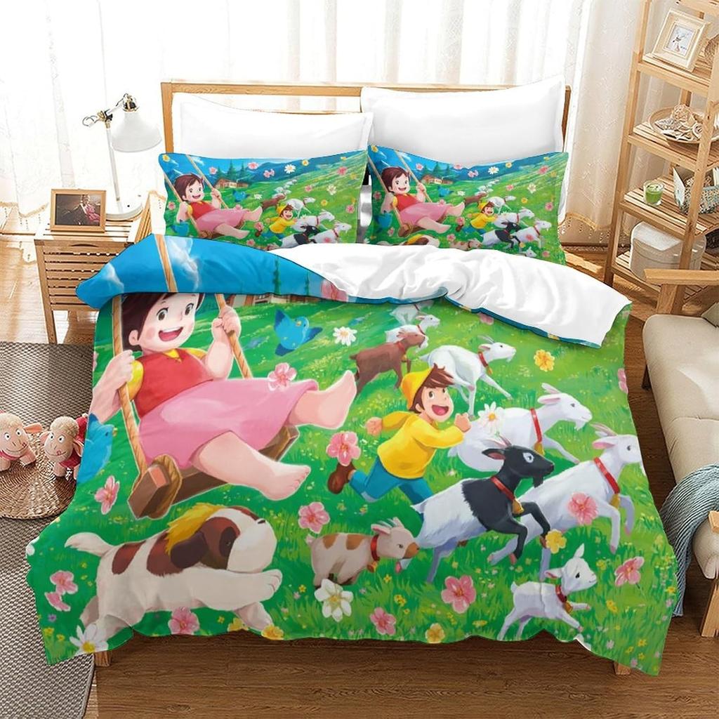 Комплект пододеяльника «Девочка Хайди и семья», Постельный комплект «Хайди — девочка из Альп», наволочка, Украшение спальни для детей и взрослых