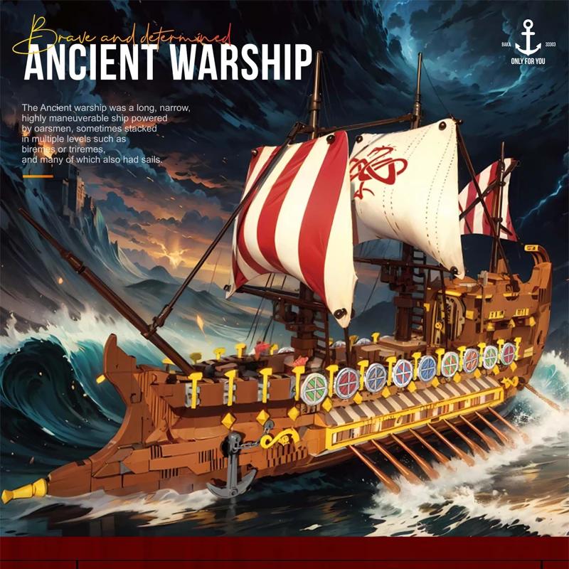 2073PCS Viking Longship Building Blocks Giant War Pirate Ship Model Bricks Desktop Ornaments Kids Educational Toys Holiday Gifts