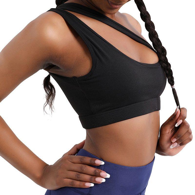 European and American Style Single-Shoulder Sports Bra, Shockproof High-Intensity Sports Vest, Fitness Yoga Bra, Yoga Wear, Women's Underwear