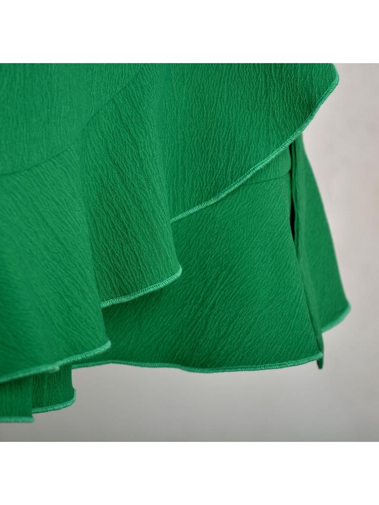 One Piece Lace Up Skirt High Waist Solid Color Ruffled Edge Short Skirt Cross-border Women's Clothing