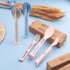 3Pcs Detachable Cutlery Travel Tableware Picnic Dinnerware Travel Portable Cutlery Set Wheat Straw Cutter Fork Spoon