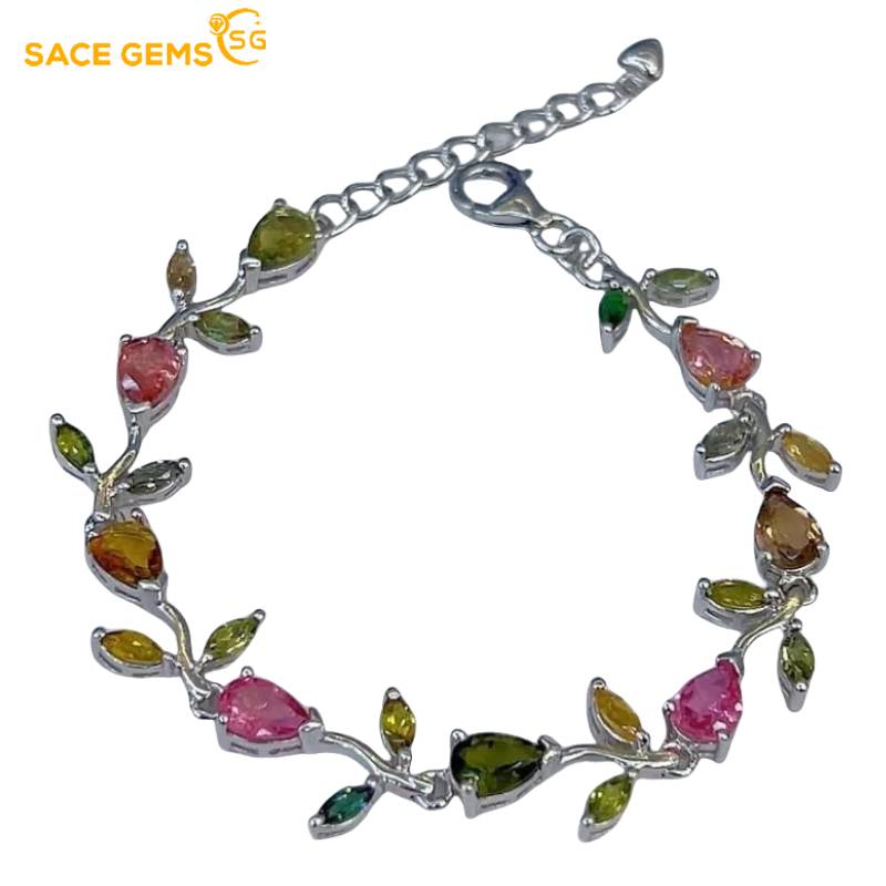 Sace Gems Браслеты из стерлингового серебра 925 пробы с натуральным турмалином 5*7 мм для женщин, для помолвки, коктейльной вечеринки, изысканные ювелирные изделия