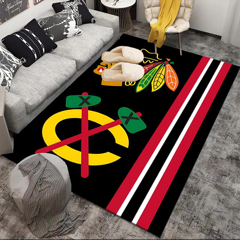 Chicago-Blackhawks Logo Area Rug Suitable for Indoor And Outdoor,Carpets for Kitchens, Homes, Offices, Living Rooms,Home Decor,Christmas Gift