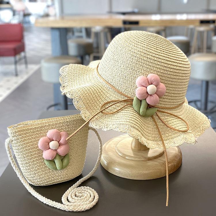 Summer Children's Sun Protection Beach Straw Hat Princess Girl's Vacation Woven Sun Hat