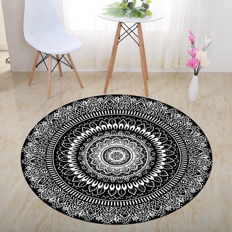 3D Illusion Halloween Black & White Round Carpet for Bedroom & Living Room